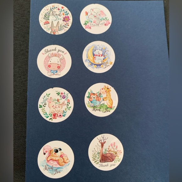 Thank You Sticker Labels 500 labels on roll. 1” Round NWT 8 Designs, Animals - Picture 2 of 5